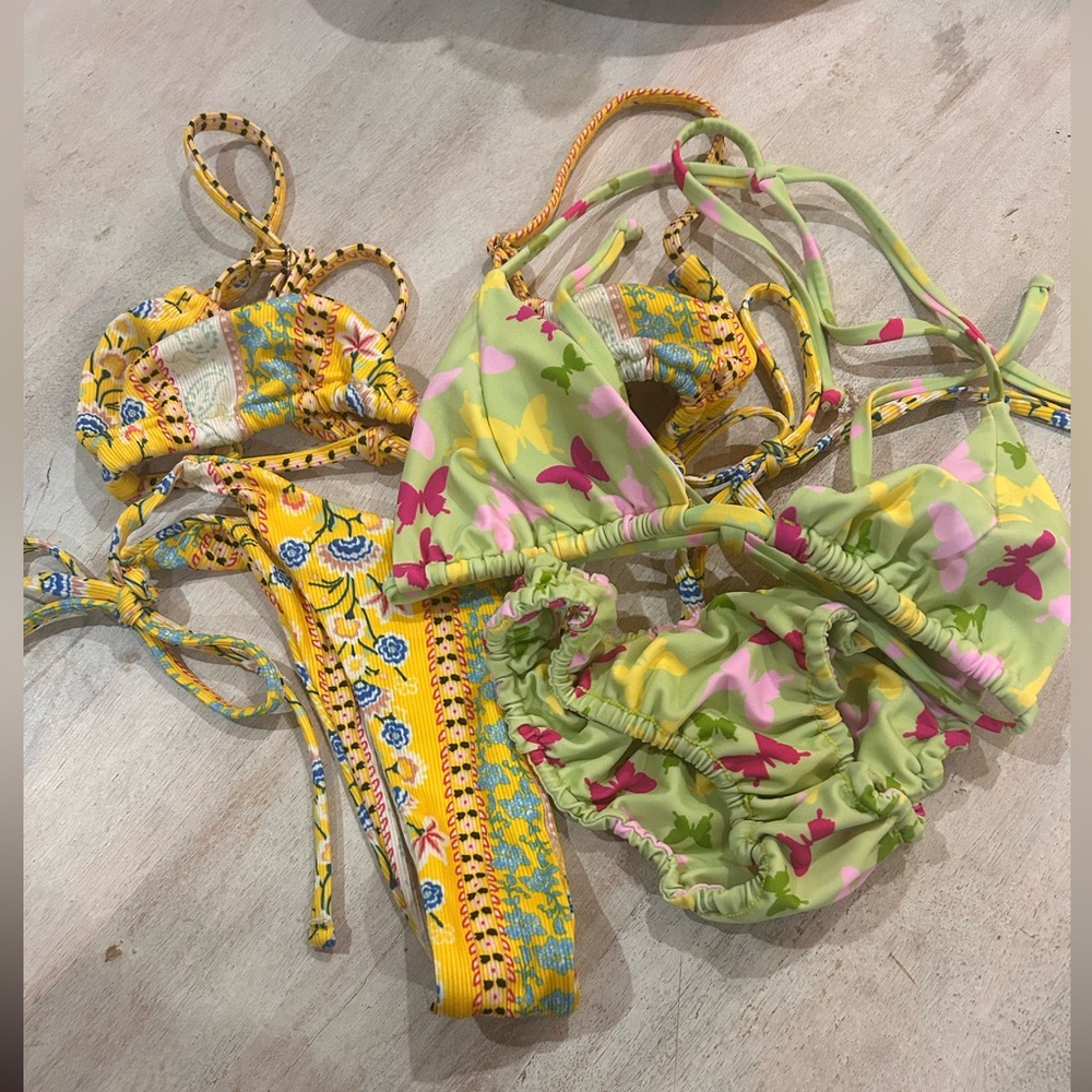 ☀️🦋Bikini Bundle🦋☀️Princess Polly Butterfly Set & Yellow Floral Thong String Set